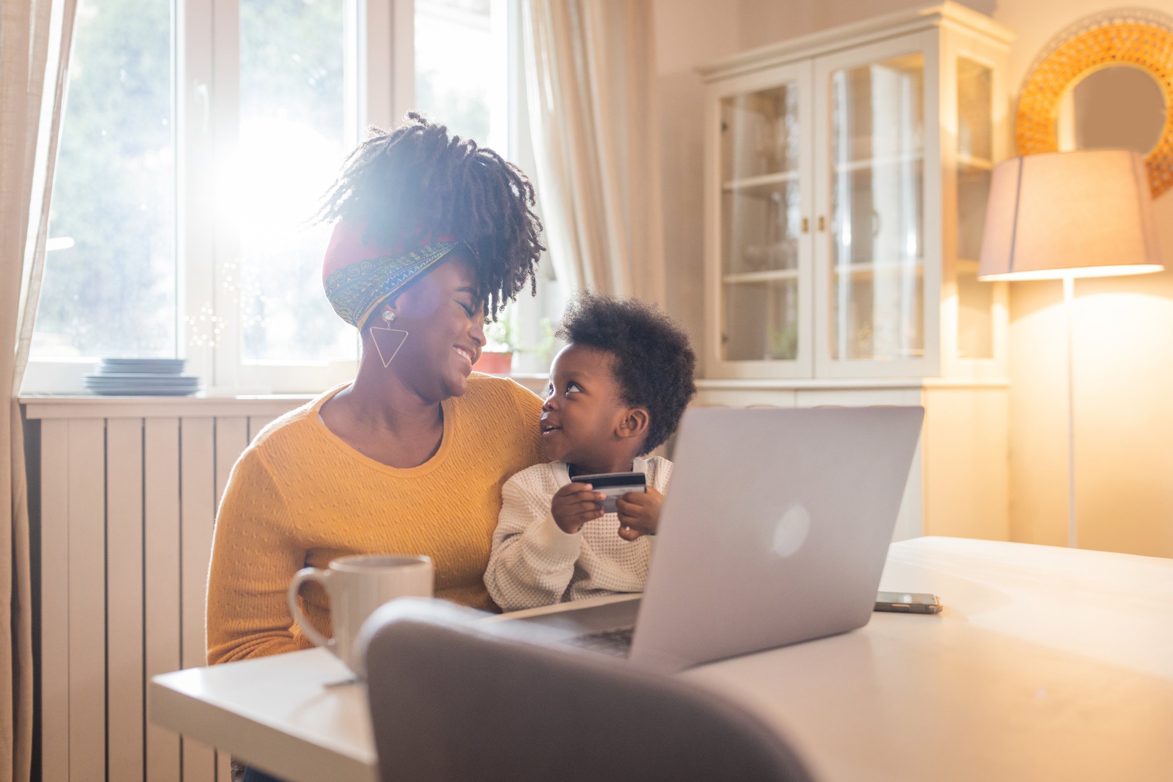 Single mother at home